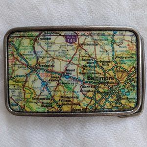 Belt buckle Baltimore Map 2x3 Rectangle Handmade